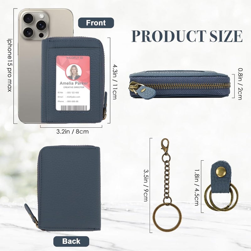 kilofly Genuine Leather Card Slot ID Holder Wallet + Keychain Cable Organizer - Image 5